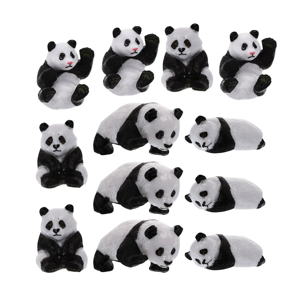 12Pcs Miniature Panda Dolls E505