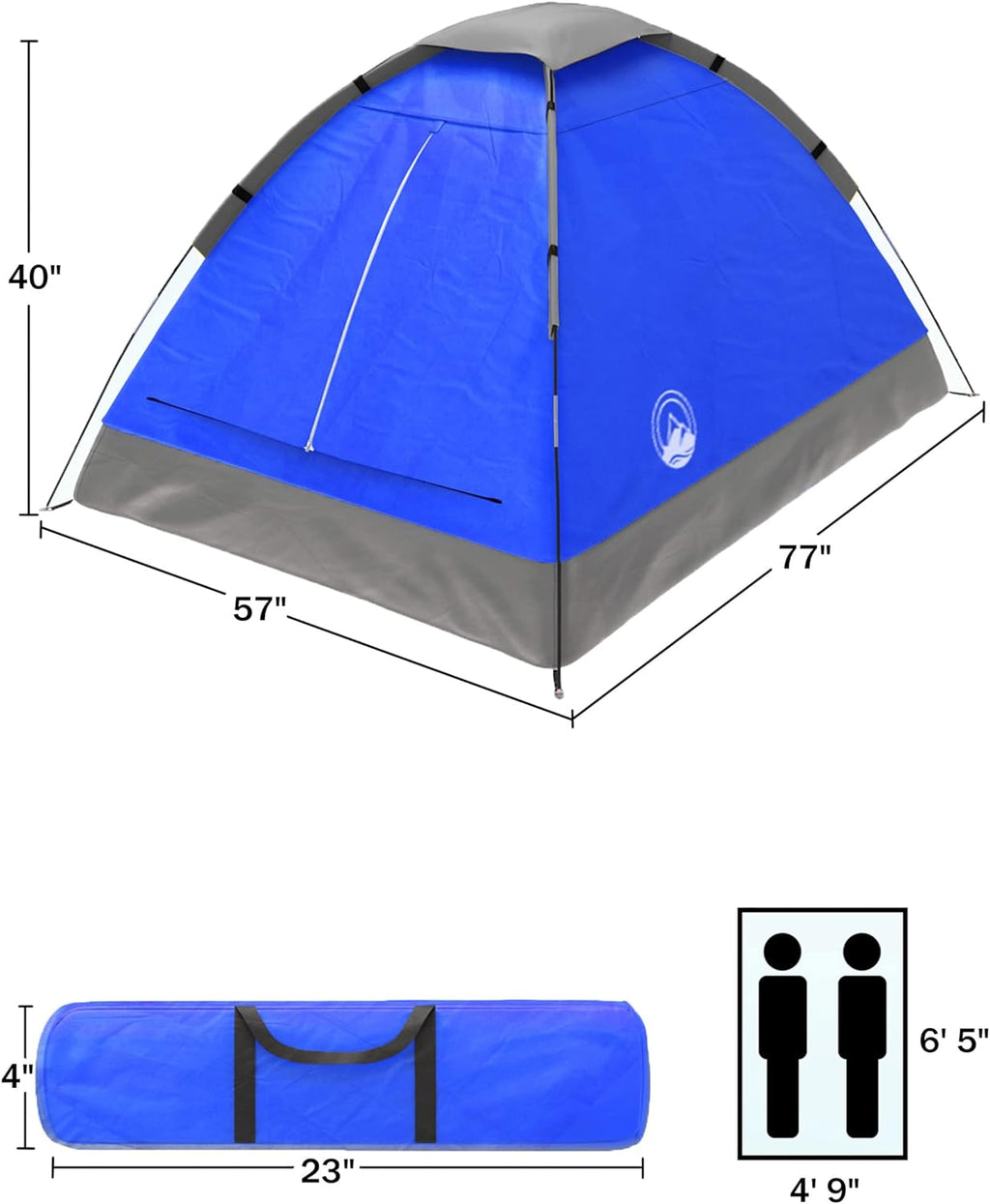 2-Person Dome Tent with Rain Fly and 2 Sleeping Bags T139