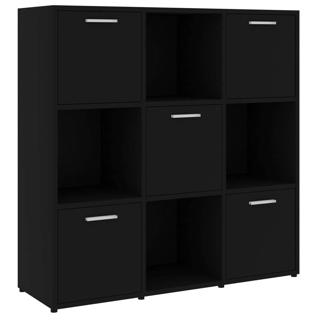 Book Cabinet High Gloss Black Chipboard A50236
