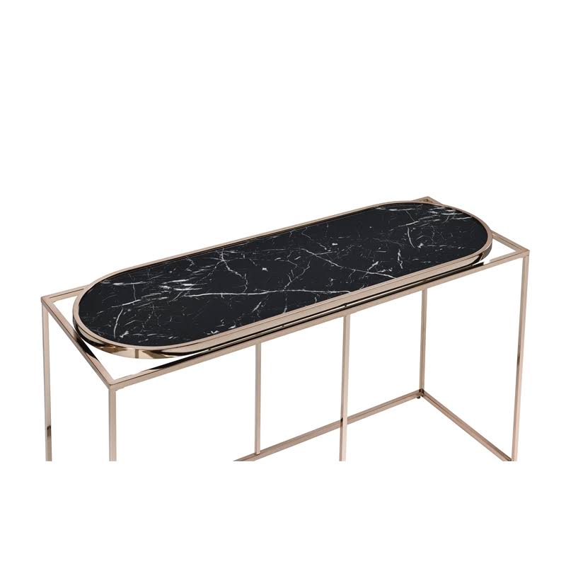 Metal Console Table in Champaign and Black J949189