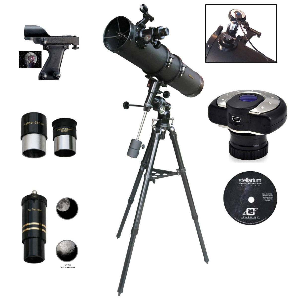 900mm x 135mm Tracker Reflector Telescope with EQ3 Mount and 1.3MP Digital Camera W940753