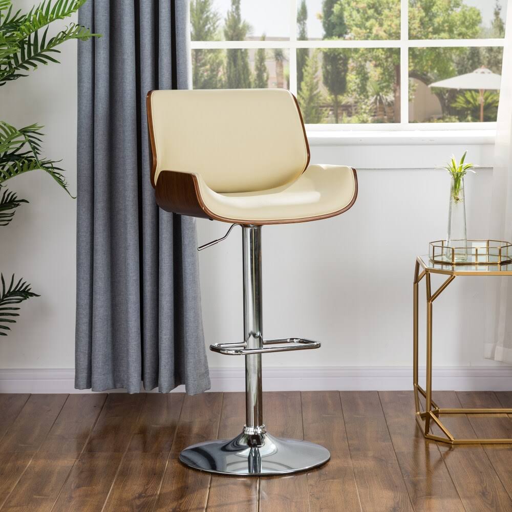 Beige Adjustable Height Swivel Bar Stool S74491