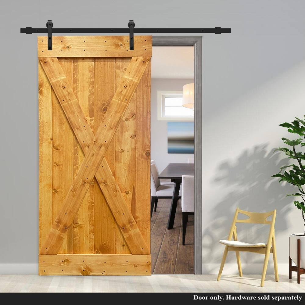 36 in. x 84 in. Solid Knotty Pine Wood Interior Sliding Barn Door Slab L6214