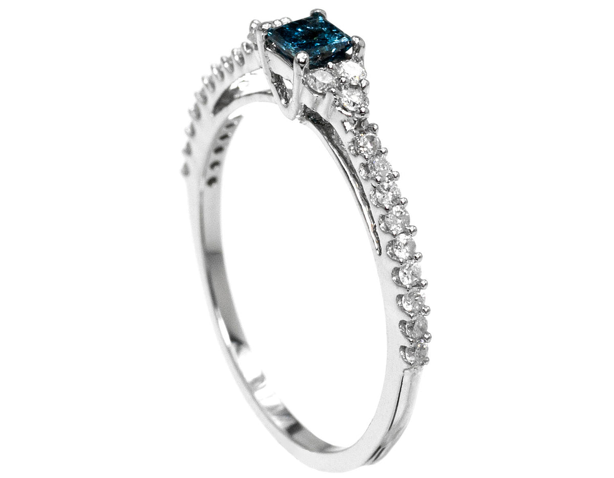 Blue Princess Diamond Solitaire Engagement Ring (0.51 ct) A103