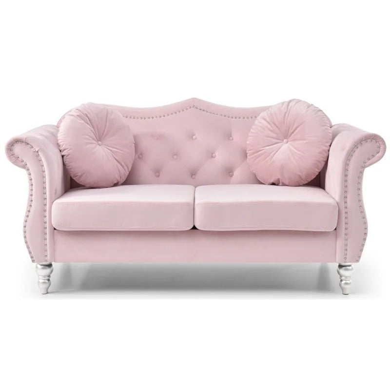 Pink 2-Piece Sofa and Loveseat Furniture Set D583