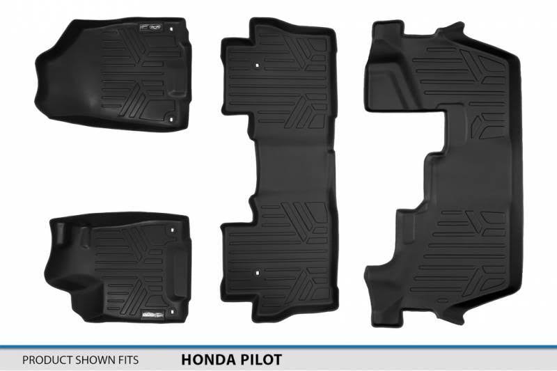 Black 3 Row Floor Mats and Cargo Liner for Honda Pilot A791671