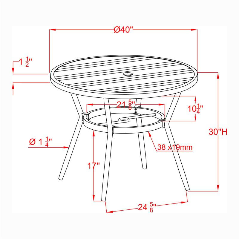 Black Metal Patio 3-Piece Table and Chair Set R61835