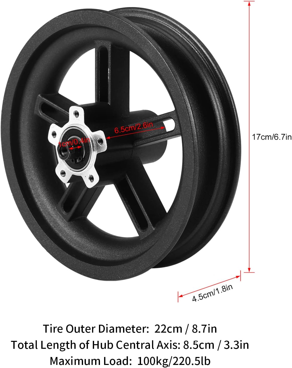 8.5 inch Electric Scooter Rear Tire Set with Wheel Hub Disc Brake, Pack of 2 E325