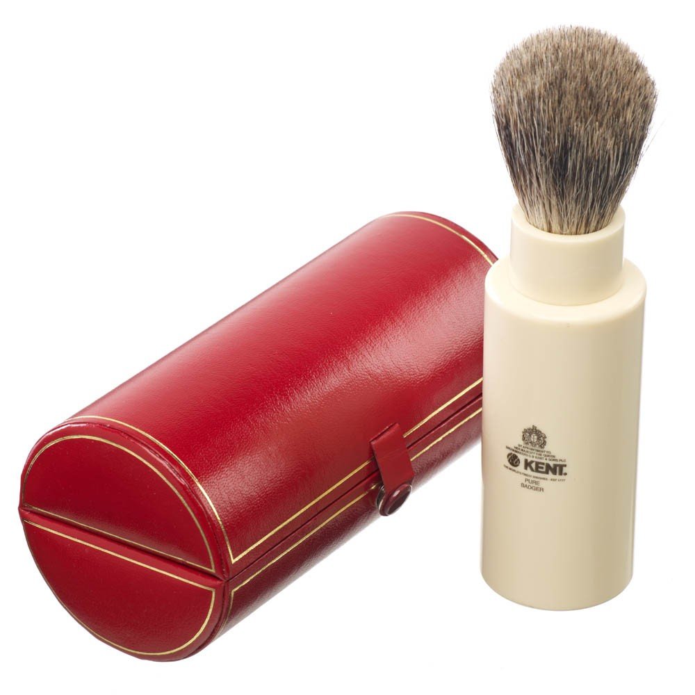 Traditional Small Travel Shaving Brush with Badger Bristles and Mock Ivory Base M9738