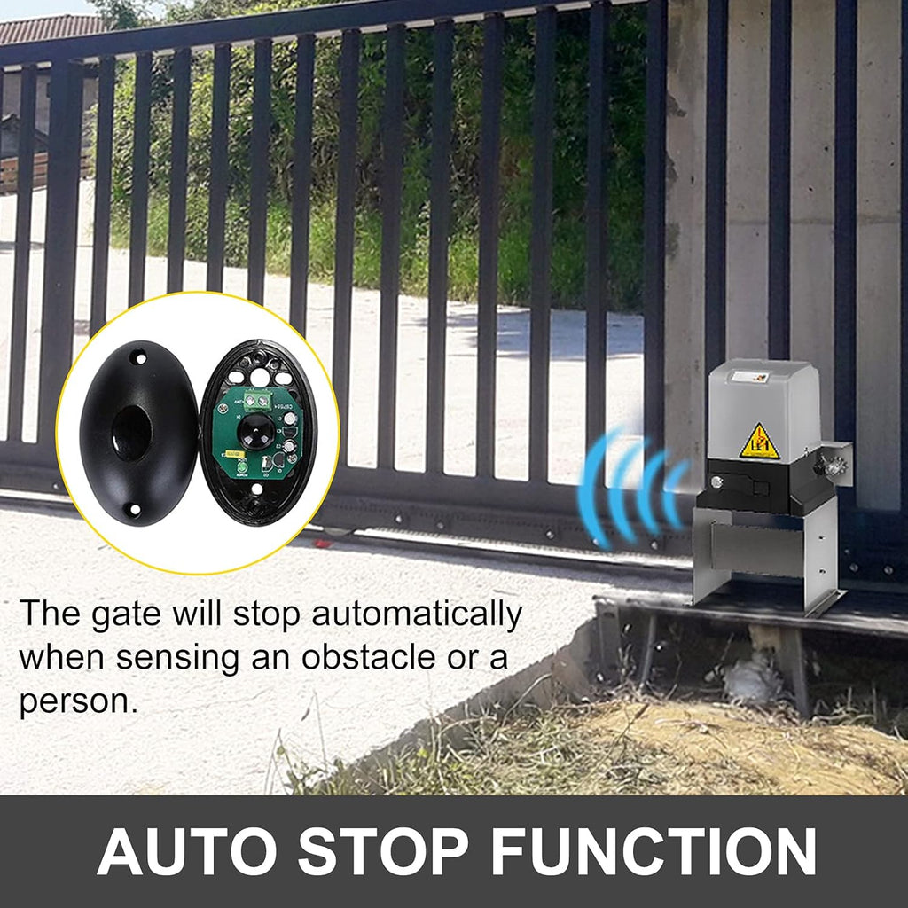 Sliding Gate Opener with 2 Remote Controls, Gate Operator Hardware Kit E6036