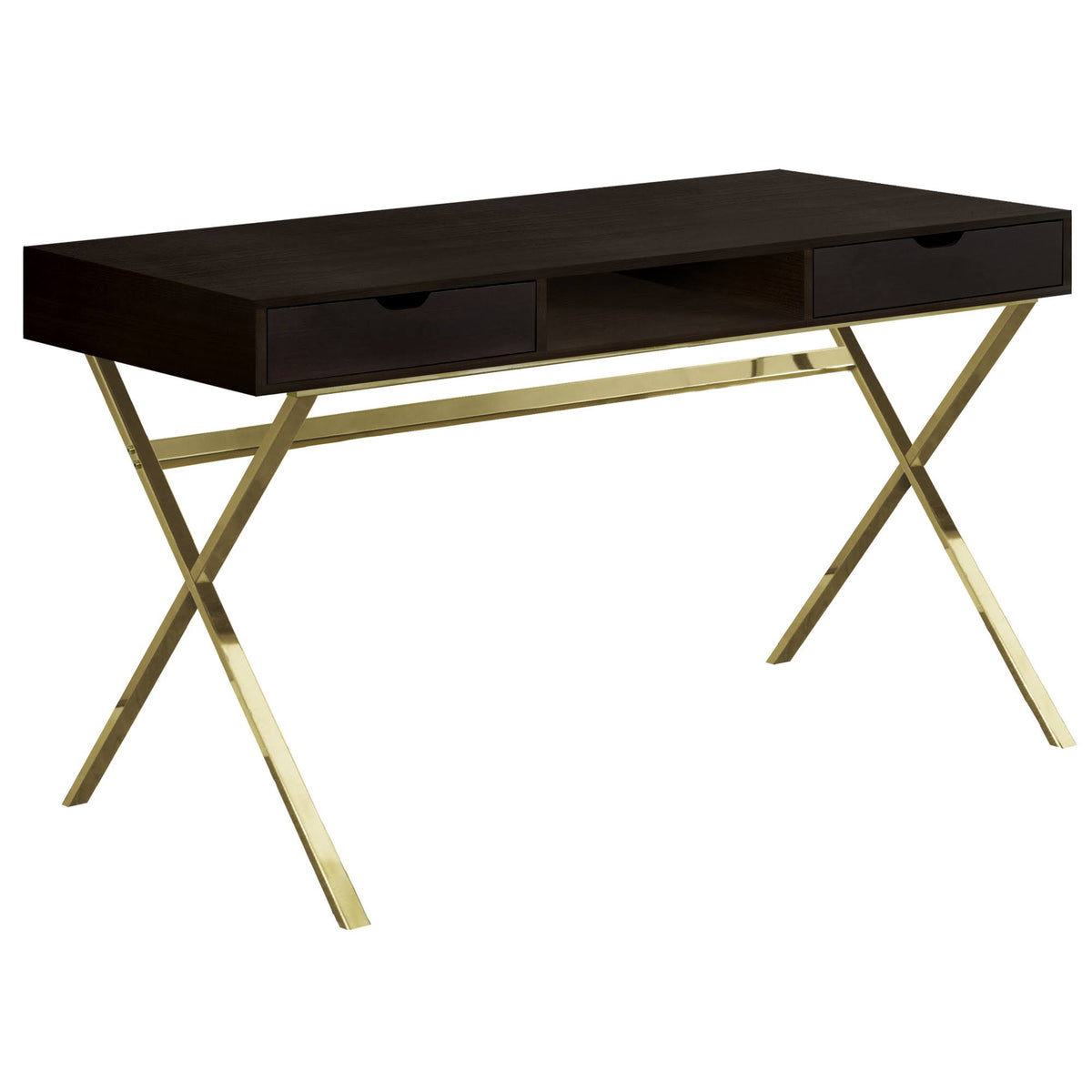 Cappuccino Gold Metal Computer Desk Q709781